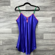 Victoria's Secret Slip Chemise Womens L Blue Purple Romantic Feminine Silky