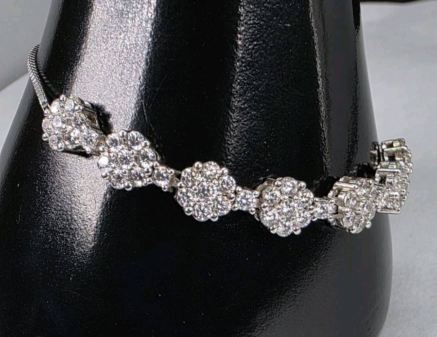 Sterling Silver .925 Adjustable Length Bracelet w… - image 3