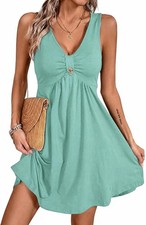 Sundress for Womens Casual A-line 2026 Summer Travel Knotted Sleeveless Tank ...
