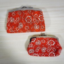 Vintage Red Flower Coin Purse Silver Frame Wallet Unused
