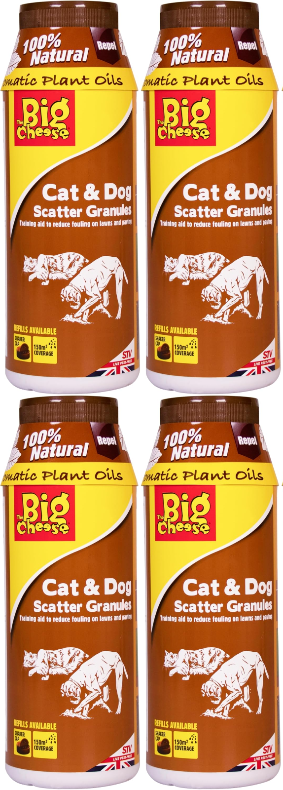4x The Big Cheese Natural Cat & Dog Scatter Repellent Granules Garden Patio 450g
