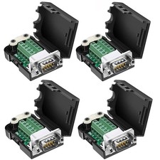 4Pack DB9 Male Connector  DB9 Breakout Connector Solderless RS232 D-SUB DB9 Ma...