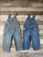 Lot of 2 OshKosh B'Gosh Vestbak Blue Denim Overalls Infant Baby Size 18M  24M