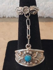 DRT-  Navajo Native American 'Slave'  Ring Sterling & Turquoise - Desert Rose 