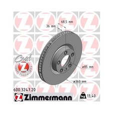1x ZIMMERMANN Bremsscheibe COAT Z Ø360mm VORNE für VW PORSCHE CAYENNE TOUAREG 7P