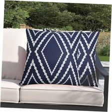 Outdoor Waterproof Throw Pillow Covers Set of 20" x 20" Pack of 2 Navy Blue