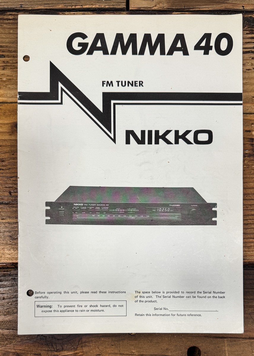 Nikko Gamma 40 Tuner Owners / User Manual *Original*