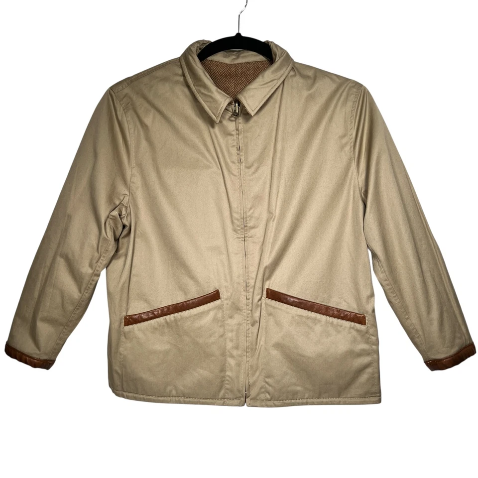 Polo Ralph Lauren Mens Khaki Reversible Newsboy Herringbone Jacket Coat L - Image 3 of 4