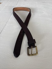 Vtg LL Bean Men’s Genuine Full Grain Dark Brown Leather Belt Sz 40 Made In USA