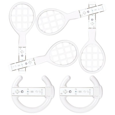 Brooklyn SET 4x Tennis-Schläger 2x Wheel Lenkrad für Wii WiiU Wiimote Controller