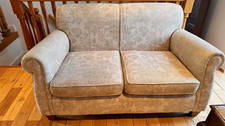 Laura Ashley 2 Seater Loveseat Sofa Beige Floral 100% Cotton Rolled Arms
