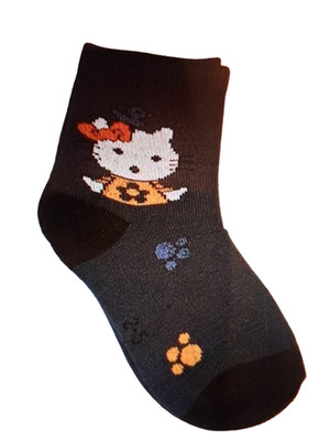 Kids Cartoon Cat Socks   Navy Blue   Single Pair   Size 2 5   New No Tags