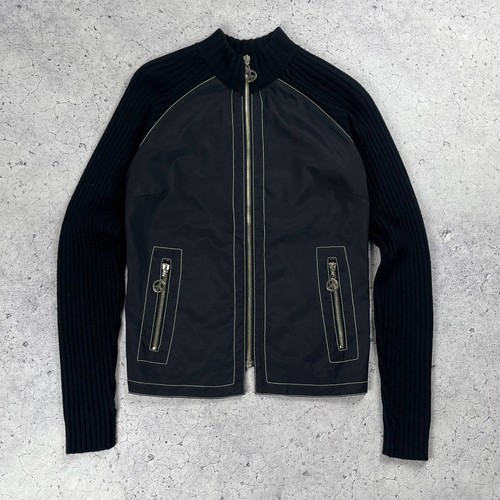 Moschino Jeans, Moschino Jeans Wool/Nylon Full Zip Knit Sweater/Jacket Vintage Black Size 44