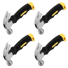 4 Pack 8 Oz Small Hammer, Compact Stubby Claw Hammer with Comfortable Grip, M...