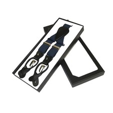 ELEGANT Suspenders Clip on and Button Option for Slacks or Suit Pants Navy Blue