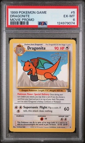 1999 POKEMON GAME MOVIE PROMO #5 DRAGONITE PSA 6