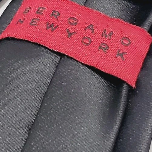 Bergamo Necktie Solid Black Pattern Men's Skinny … - image 3