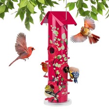 Kingsyard Metal Bird Feeders for Outdoors Hanging, 6-Ports Tube Bird Feeder, ...