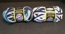 SENSATIONS FLOUNCE Tape Yarn 2 SKEINS Color Navy/Lt Blue Florence New Old Stock 