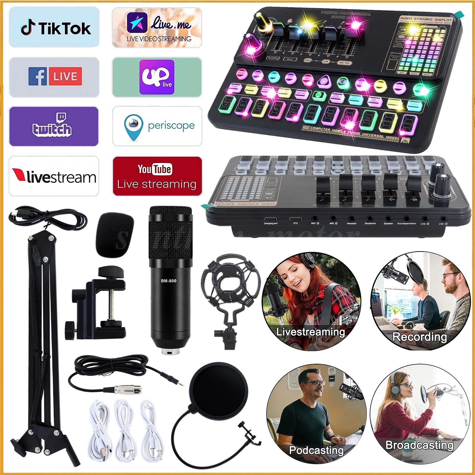 Bundle Home Studio Recording Kit Music Mixer Headphones Bm-8