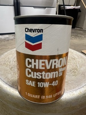 Chevron Custom Motor Oil SAE 10W-40 1 Quart Gas & Oil Advertising Can