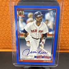 2026 Topps Series 1 Jim Rice #91A-JRI 1991 Topps Auto Blue /150 Red Sox