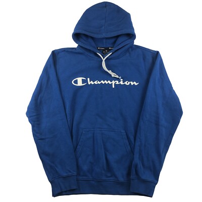 CHAMPION blau Hoodie Spellout Pullover Sweatshirt Herren M