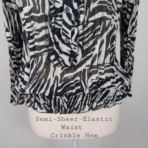 Zebra Print Blouson Petite Large Black/White -Accordion Pleats -ND New Direction - Picture 7 of 17