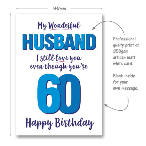 Funny 60th Birthday Card for Husband Age 60 Sixty | eBay Funny 60th Birthday Card for Husband Age 60 Sixty | eBay