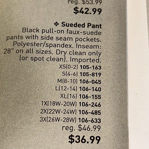 Avon Black Suede Pant. Size Small (4-6) - Picture 2 of 3
