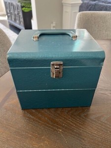 Bruce 12 Place Deluxe 8mm Film/ Movie Reel Chest Box Case Classic BLUE Handle