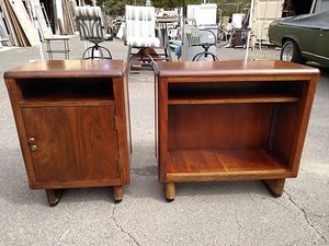 VINTAGE MID CENTURY BOOKCASE & TELEPHONE STAND SET WALNUT WeDeliverLocallyNor CA