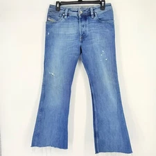 Diesel ZAF Button Fly Bootcut Jeans Men's 28" x 27 1/2" Modified Raw Hem