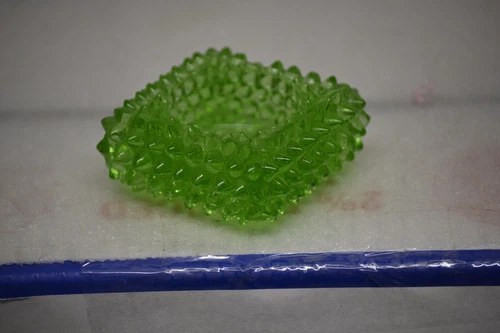 VINTAGE FENTON GLASS CANDLE HOLDER SPIKED GREEN SQUARE NO CHIPS VTG