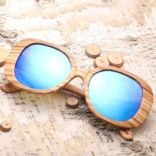 Handmade Zebra Wood Polarized Oval Sunglasses Women Glasses With Bamboo Box Gift - Picture 5 of 18