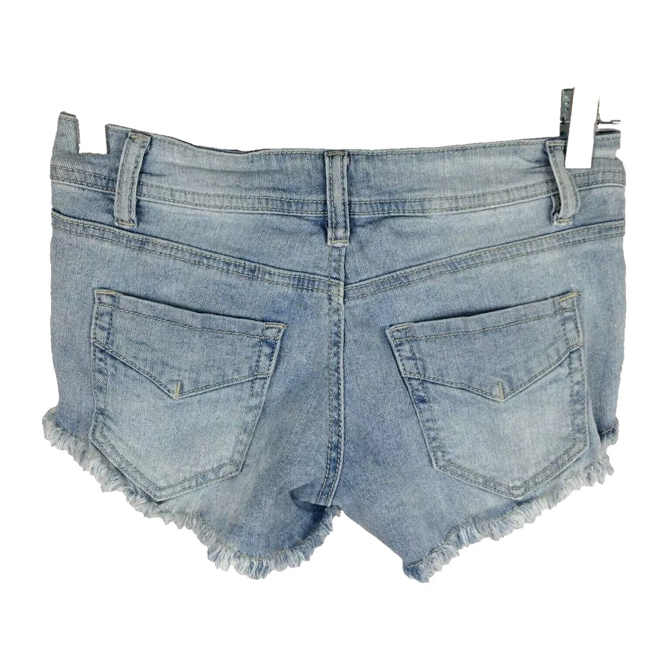 Rue21 Floral Bordado Mujer Denim Hot Pantalones Cortos Talla 1/2 Elástico Lavado Ligero Foto 2 de 4