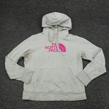 The North Face Hoodie Womens Medium Gray Pink Center Logo Long Sleeve Ladies