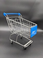 Mini Doll Sized Walmart Metal Shopping Cart Buggy Rolling Wheels 10" Tall