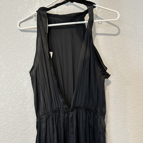 New Zara Satin Effect Wrinkle Look Ruffled Halter Black Jumpsuit Small 9878/098 - Picture 8 of 10