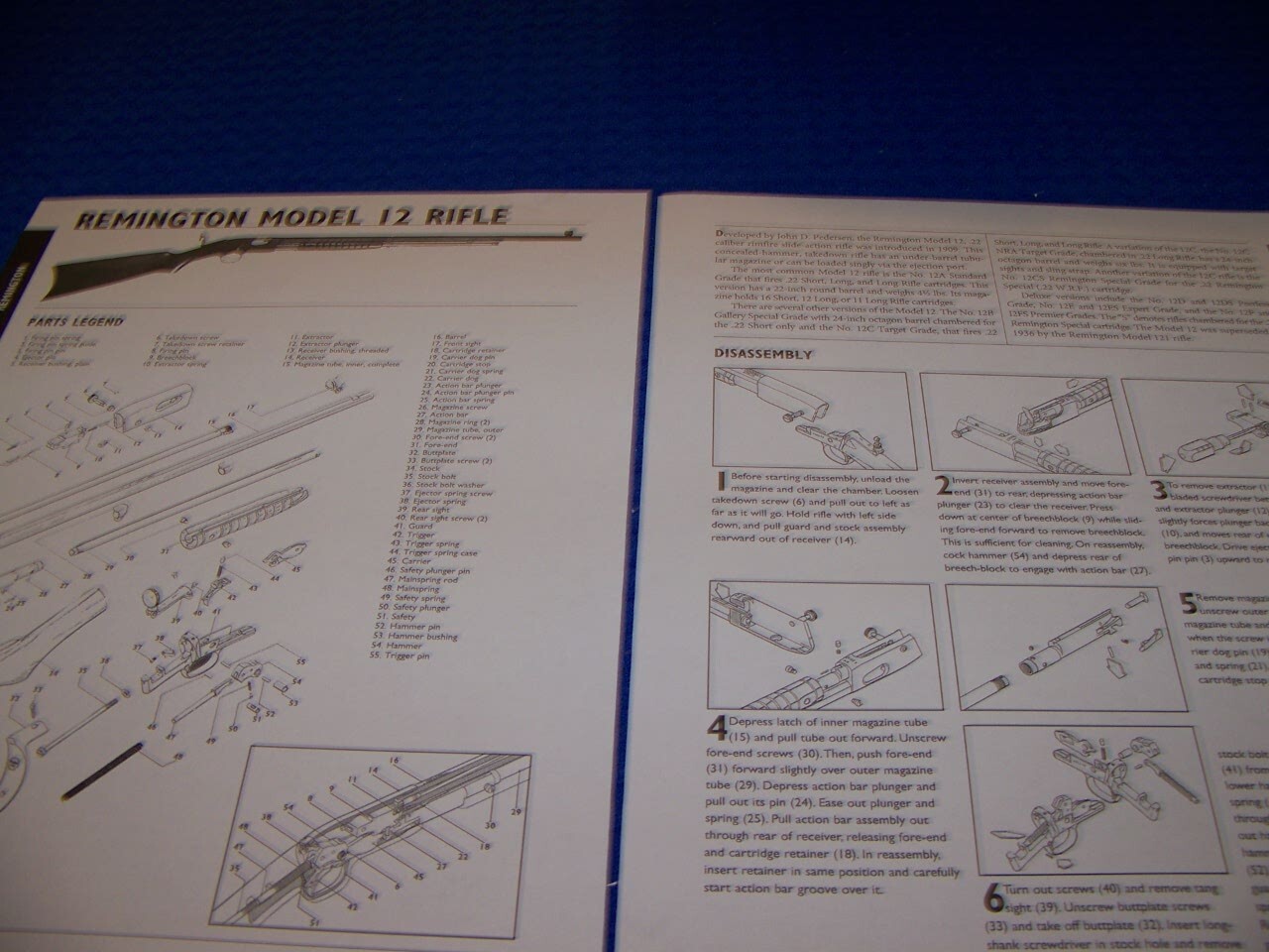 Remington Model 12 .22 Rifle Legend Exploded View Disassembly 307mm