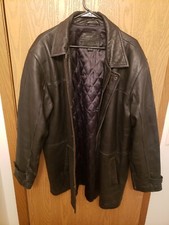 Knightsbridge Leather Jacket Men's Black Full Zip And Button With Pockets Large