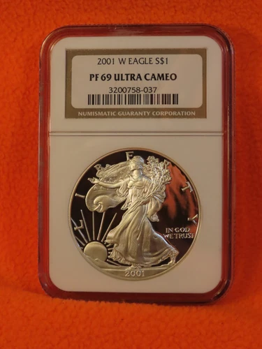 2001 W American Silver Eagle Ultra Cameo Struck at West Point Mint (NGC) PF 69