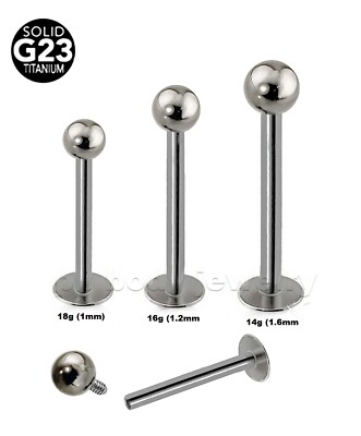 18G 16G 14G G23 Titanium Internally Threaded Labret Ears