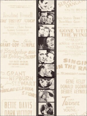 Old Hollywood Movie Film Strip on Sepia Unpasted Wallpaper TH34901