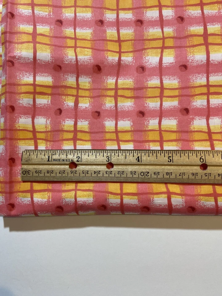 Concord Fabrics by The Kesslers Pink Yellow Plaid Polished Cotton 2+ Yards - Image 2 of 4