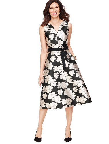 Talbots Women's A-Line Dress Blue & White Floral Sleeveless Lined 8 Petite  | eBay