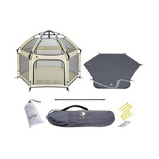 POP 'N GO Premium Outdoor Baby Playpen with Self-Inflating Playmat Warm Ivory 