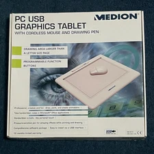 MEDION USB GRAPHICS TABLET with Wireless MOUSE & PEN Set - Art Photo Drawing PC