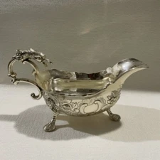VTG Corbell & Co. Ornate Silver Plate Gravy Sauce Boat Eagle Head Handle 8.5"X4"