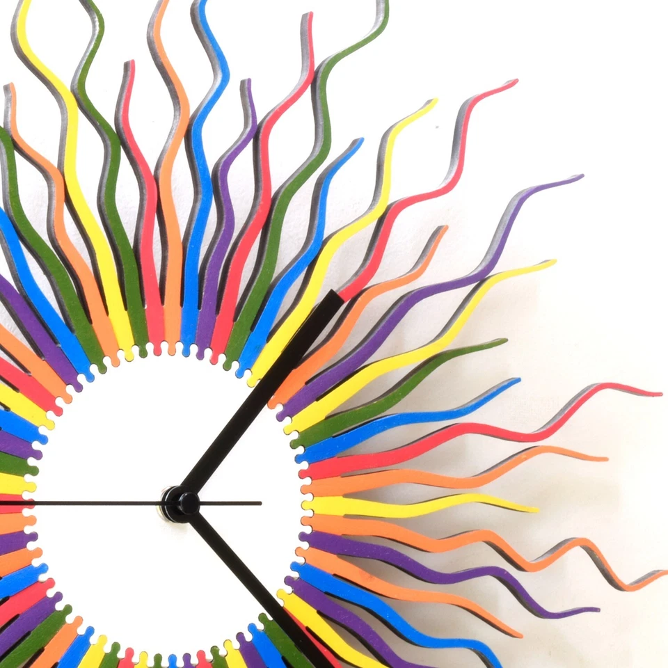 Organic multicolor wall clock with sunburst pattern by ardeola - Medusa rainbow - Image 4 of 4